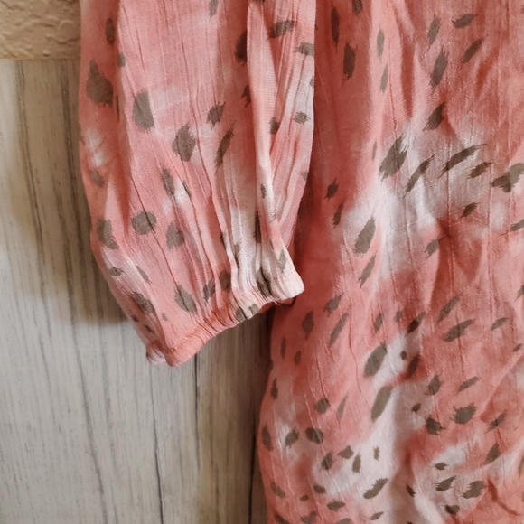 Fred David Women's 2X Semi-sheer Pink Cheetah Print Boho Blouse - Picture 8 of 10